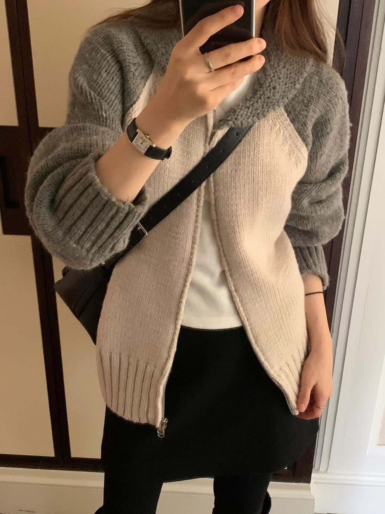 (予約)ounce / Peanut raglan zip-up cardigan / 2color