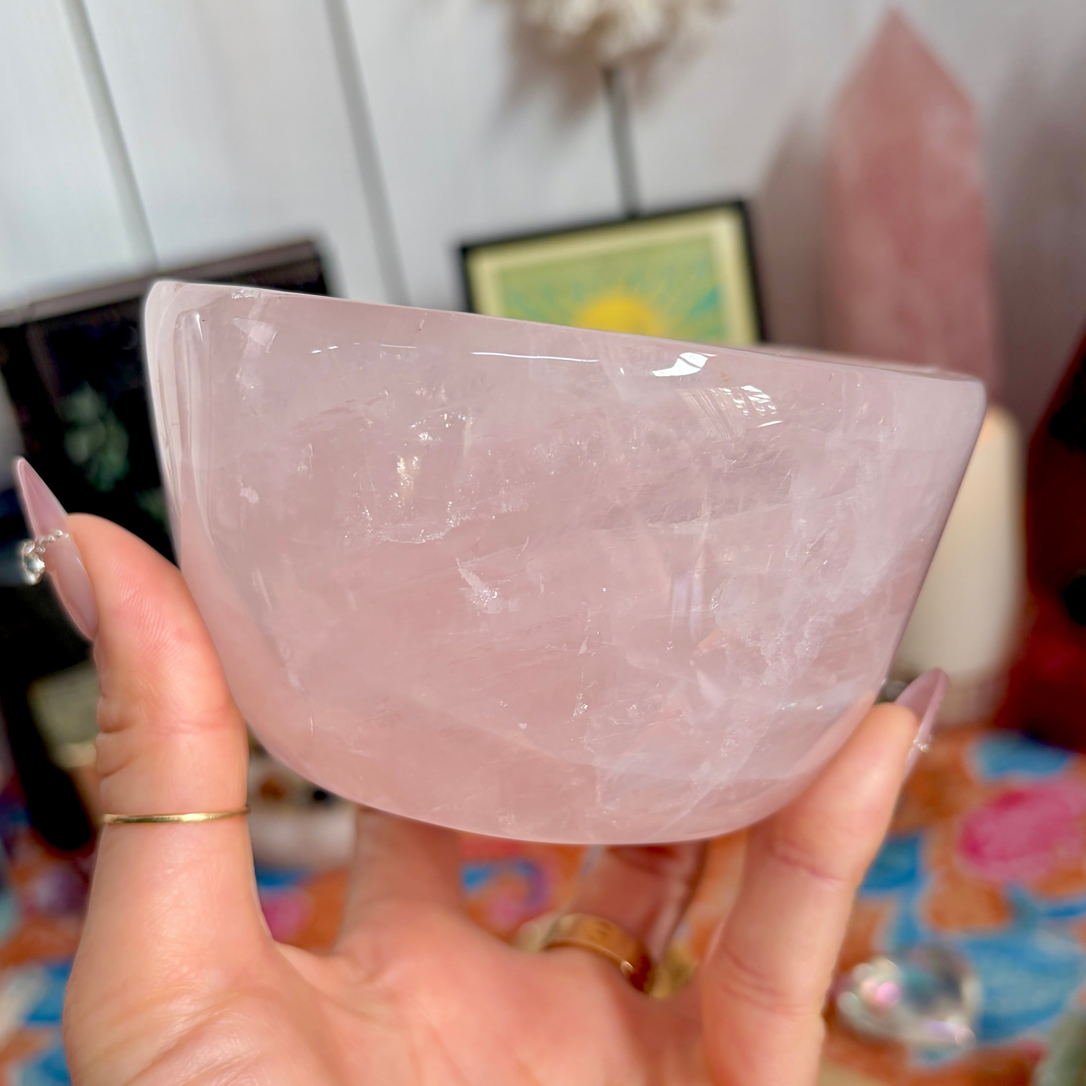 魔女のお守り調合ボウル】ころんとしたピンクのローズクォーツが可愛い