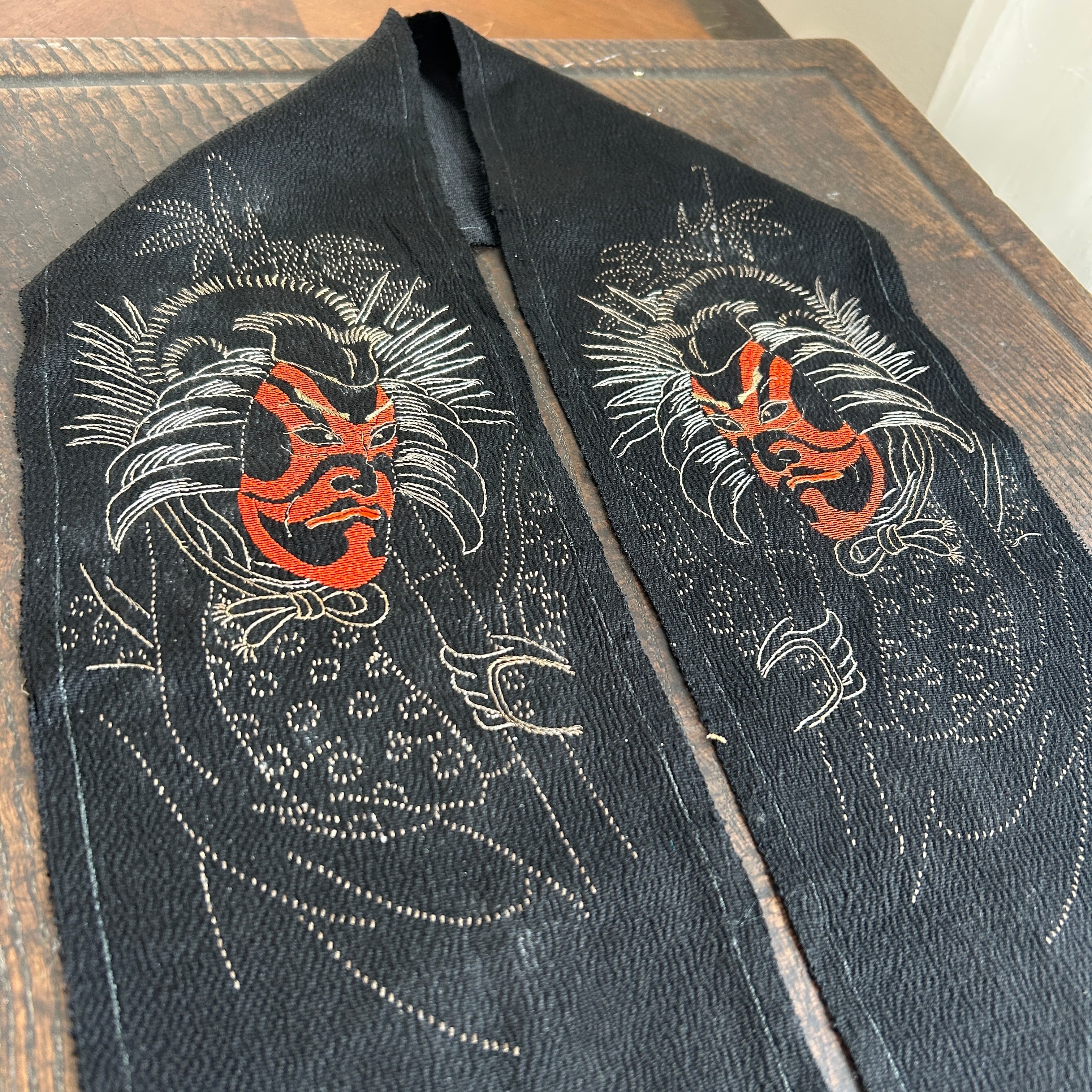 アンティーク刺繍半襟　暫