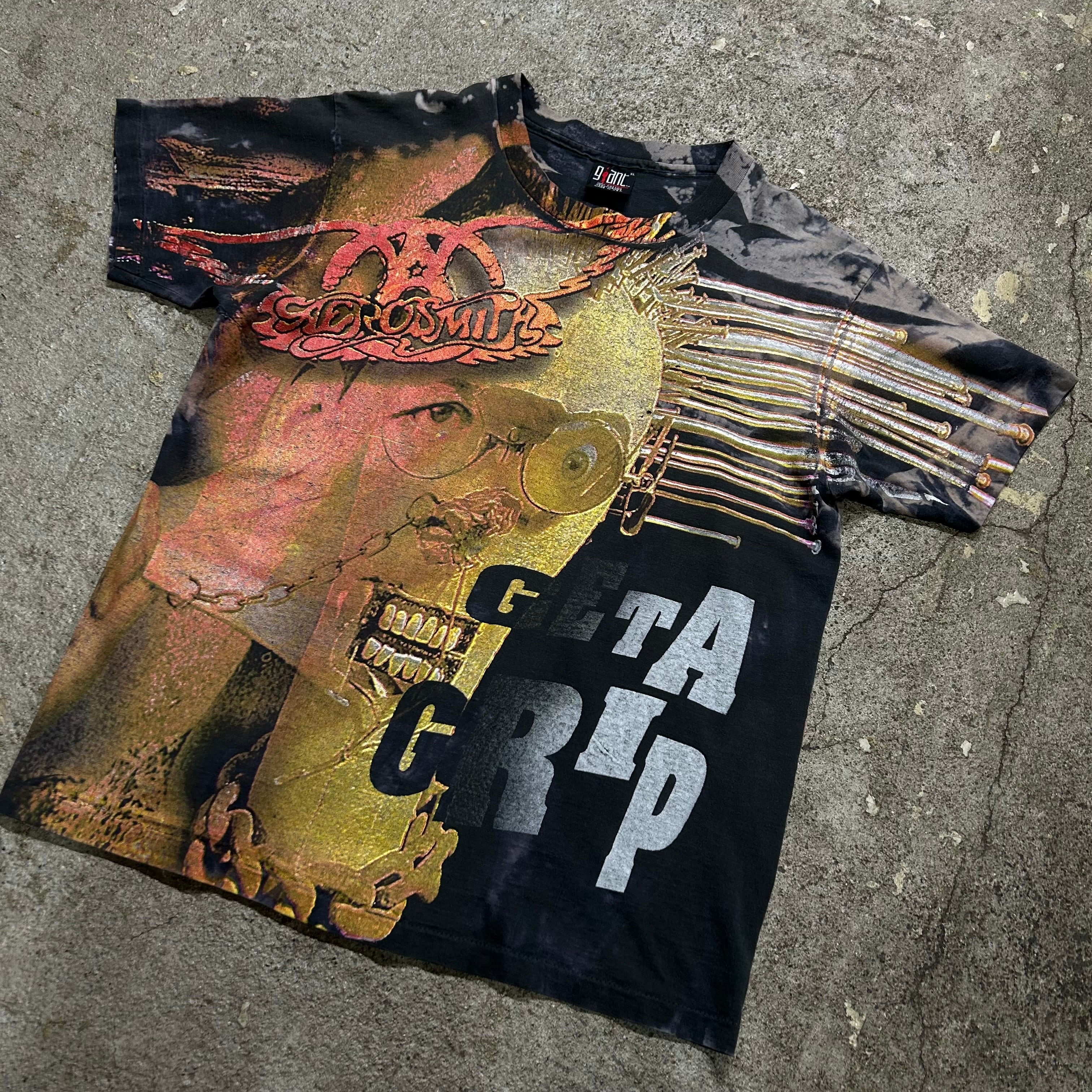 90s AERO SMITH "GET A GRIP" allorver print T-shirt【仙台店】