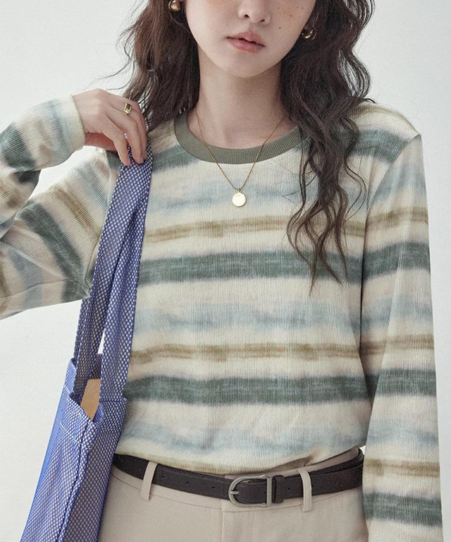 ニュアンスルーズボーダーカットソー p0184