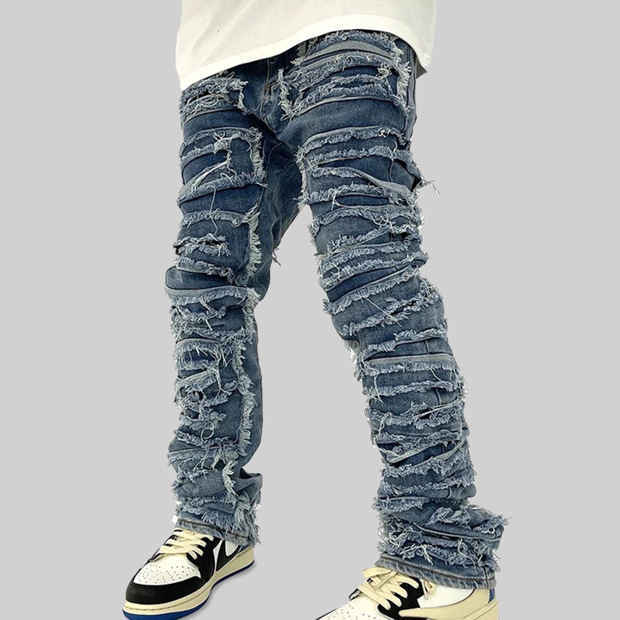 ヒップ55cme JEANS イージーンズ パッチワーク クラッシュ デニム 3 ...