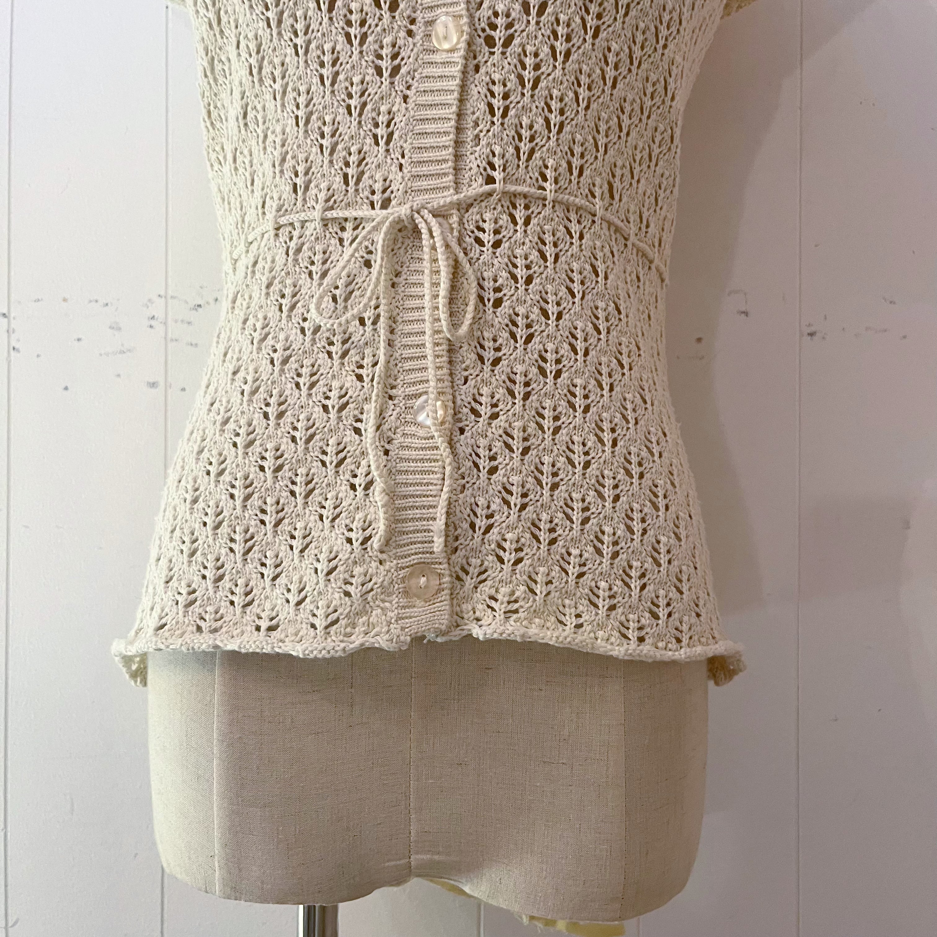 flower motif crochet knit cardigan