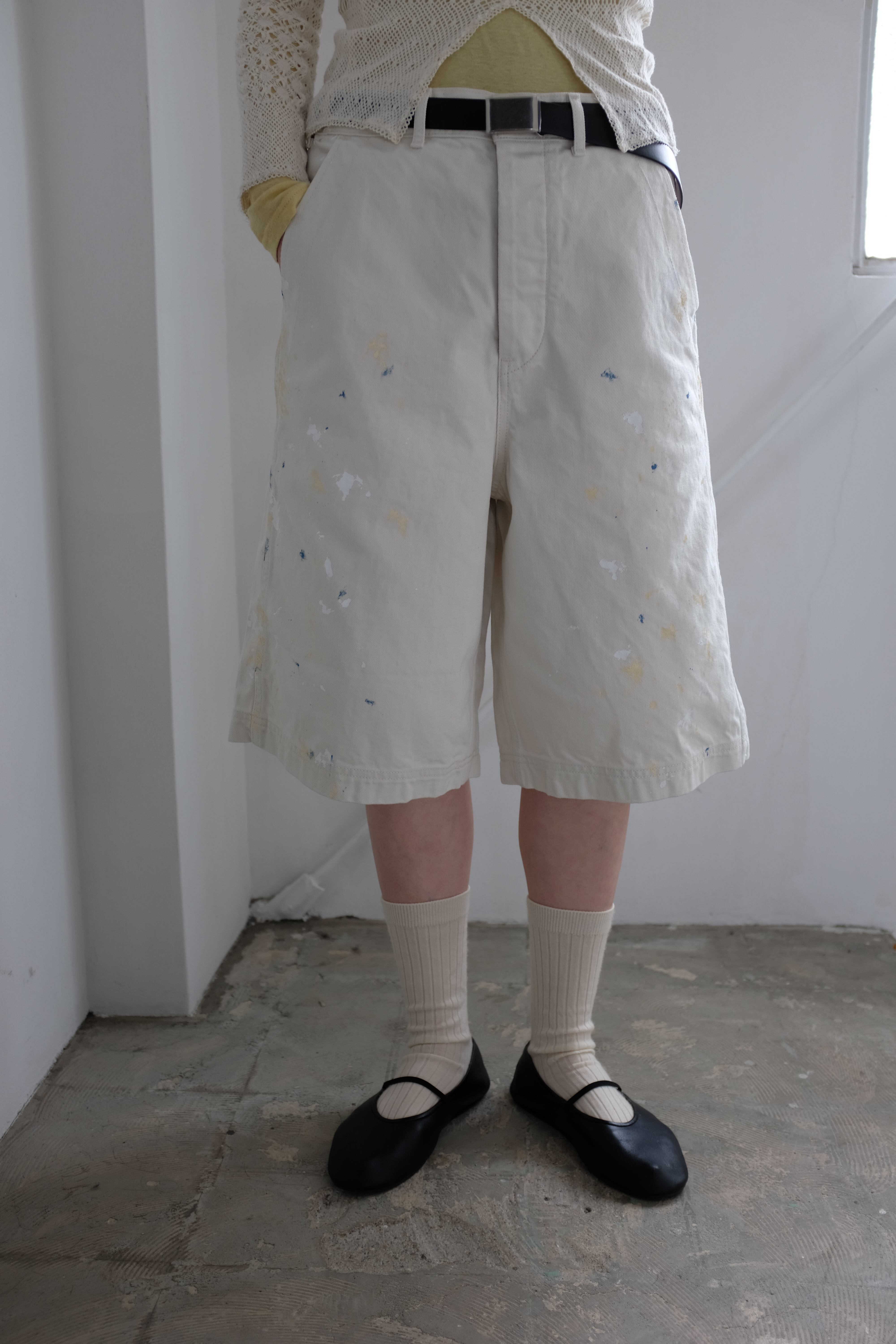 YLÈVE] HAND PAINT DENIM SHORTS / CERAMIC | YES-姫路の美容院と服の