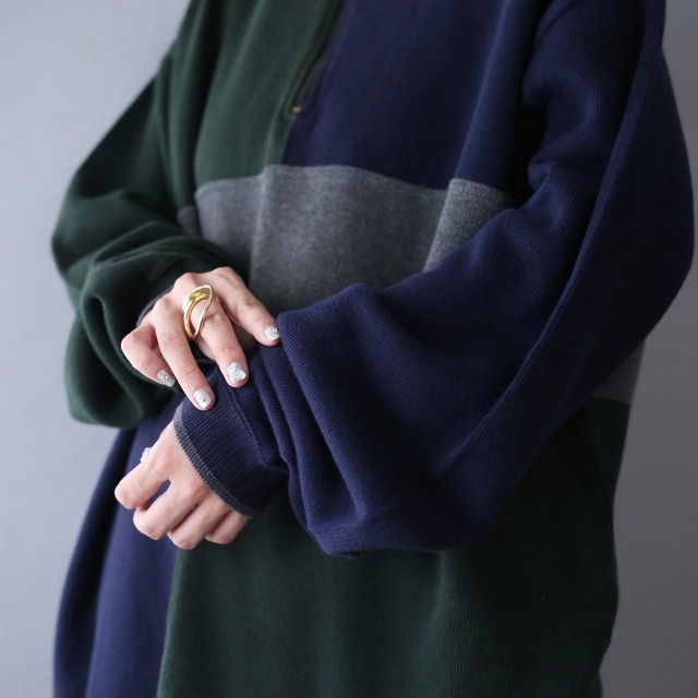 multi switching good color design half-zip pullover