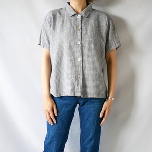 Made in USA linen cotton plaid S/S shirt アメリカ製コットンリネン半袖チェックシャツ