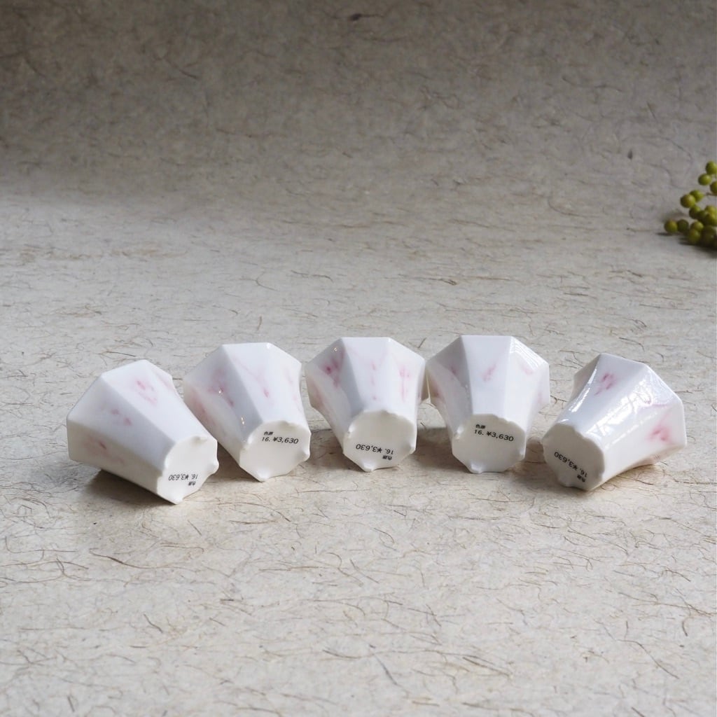 色原 昌希/菱八角茶杯 桃花釉