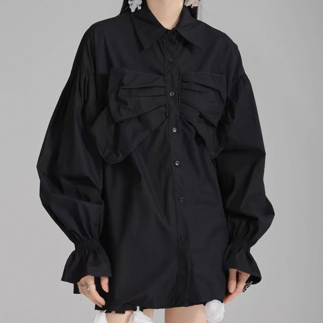 フロントビッグリボンシャツ　2color　N00032