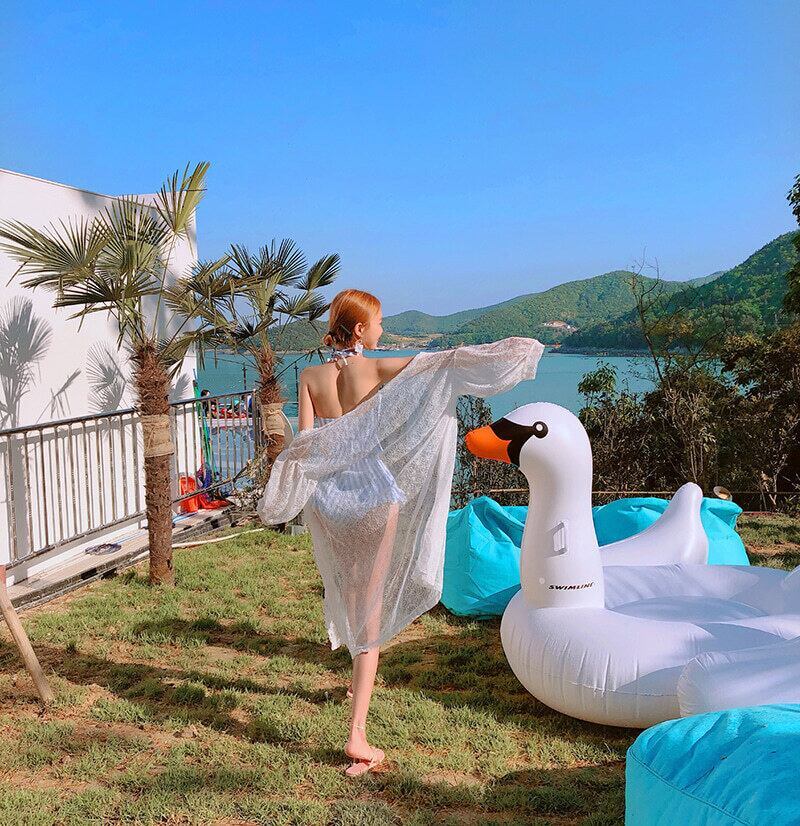 送料無料】水着 レディース ビキニ タンキニ l フリル ストライプ