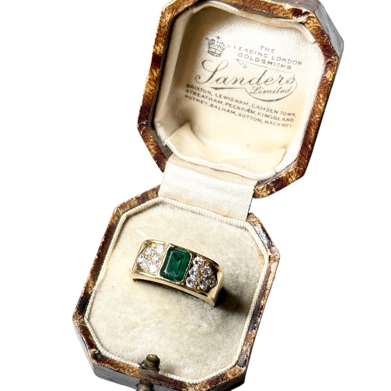 vintage 18ct gold emerald ring with diamond