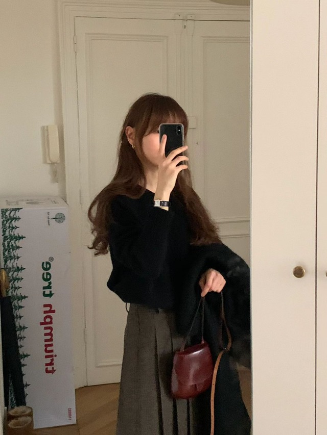 (予約) ounce / Marine cash round knit 3color