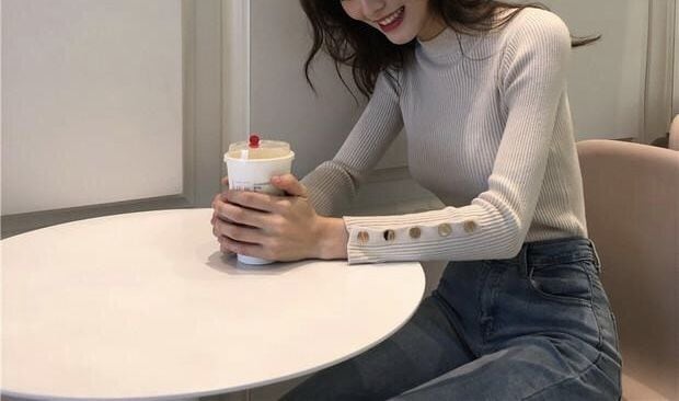 ◆予約◆sleeve button rib knit(ご注文から1-2週間程でお届け)