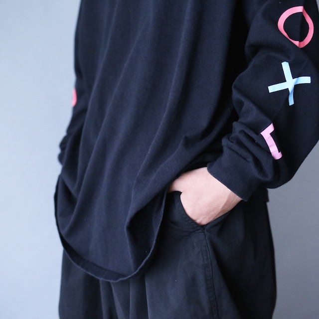 "play station" △○X□ sleeve printed loose l/s tee