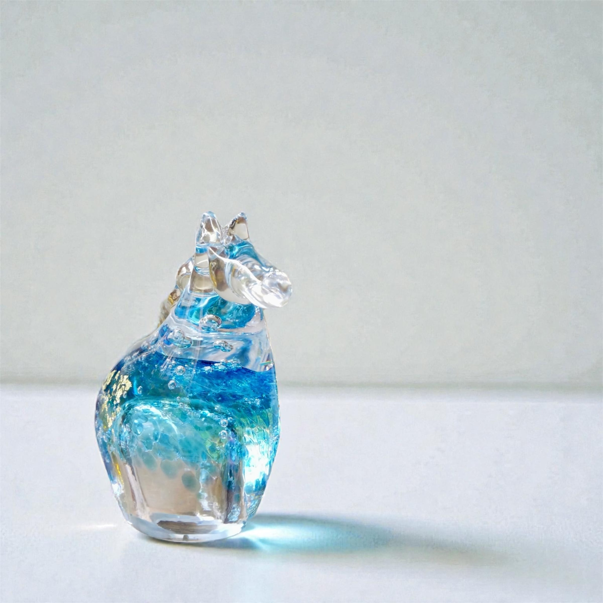 25冬】干支(高さ6cm) ガラス午S (青駒)ブルー | TSUNE;田中恒子の器