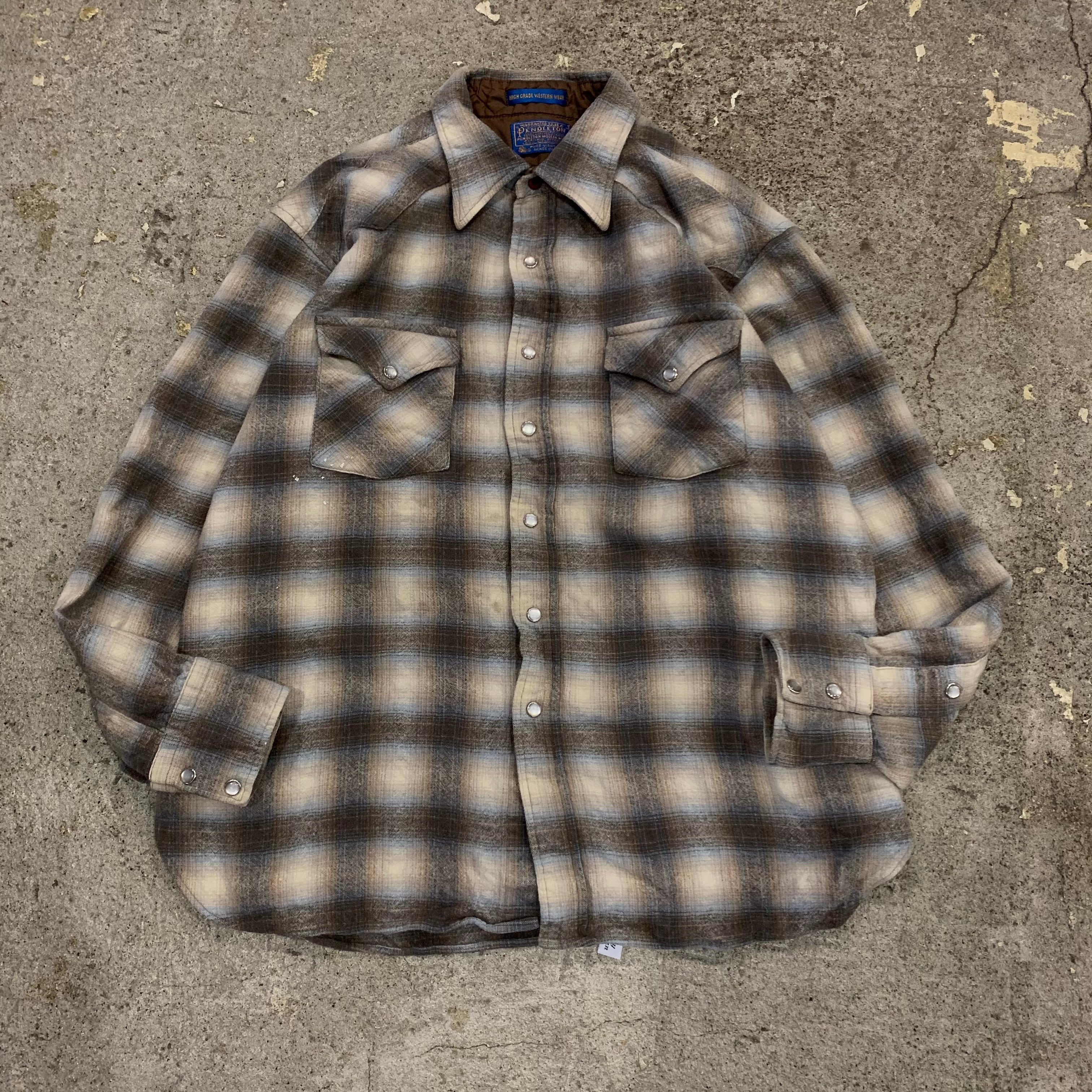 70s PENDLETON wool check western shirt