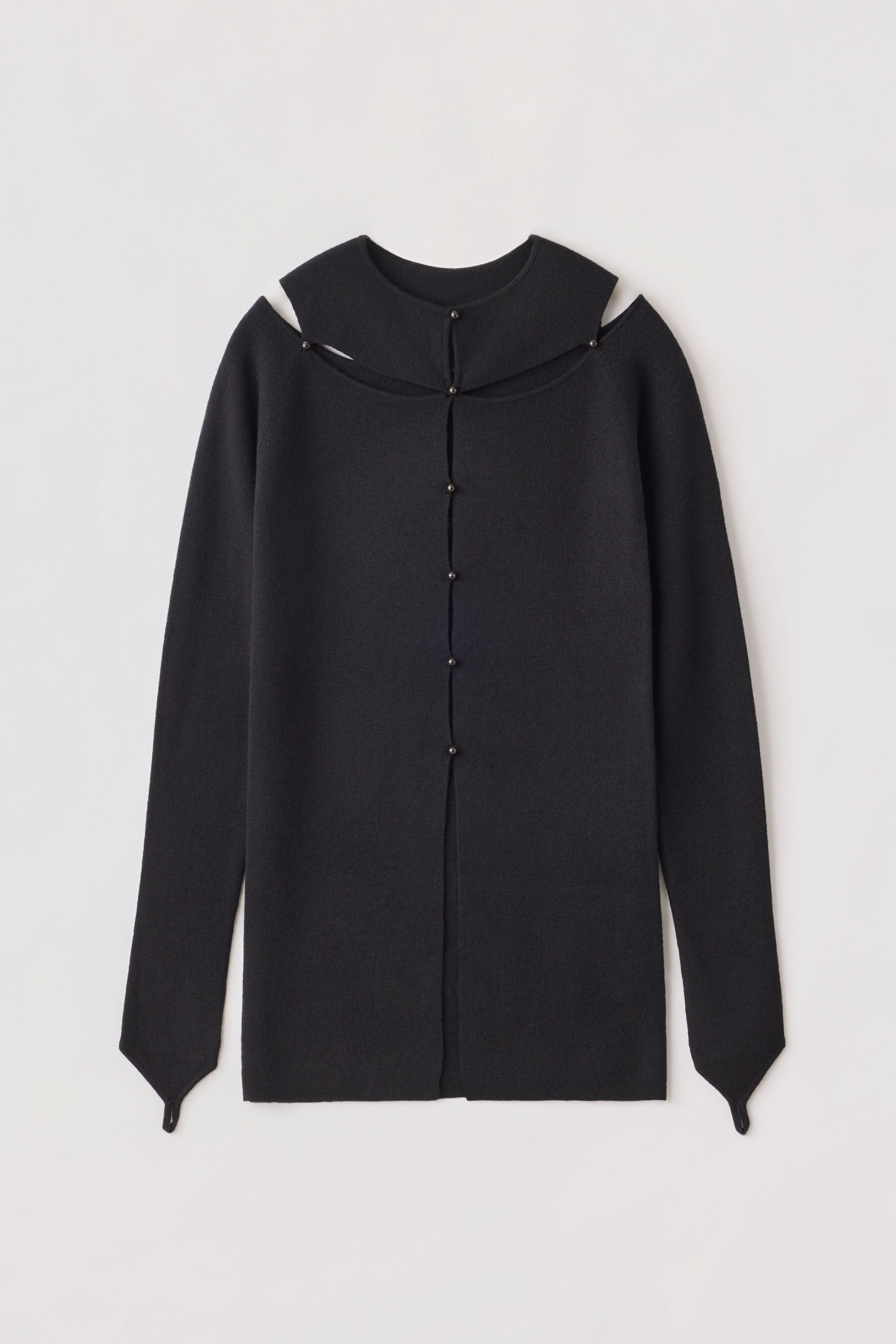 RIB YOKE CARDIGAN 26AWAC-001 BLACK