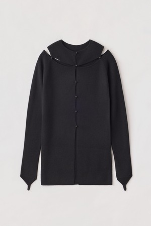 RIB YOKE CARDIGAN 26AWAC-001 BLACK