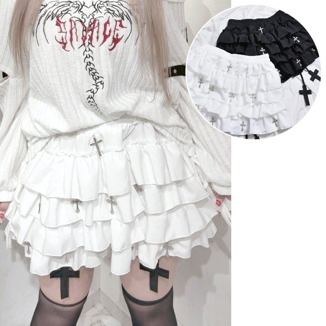 【4/3 完売→再入荷!】新作★Many Crossスカート