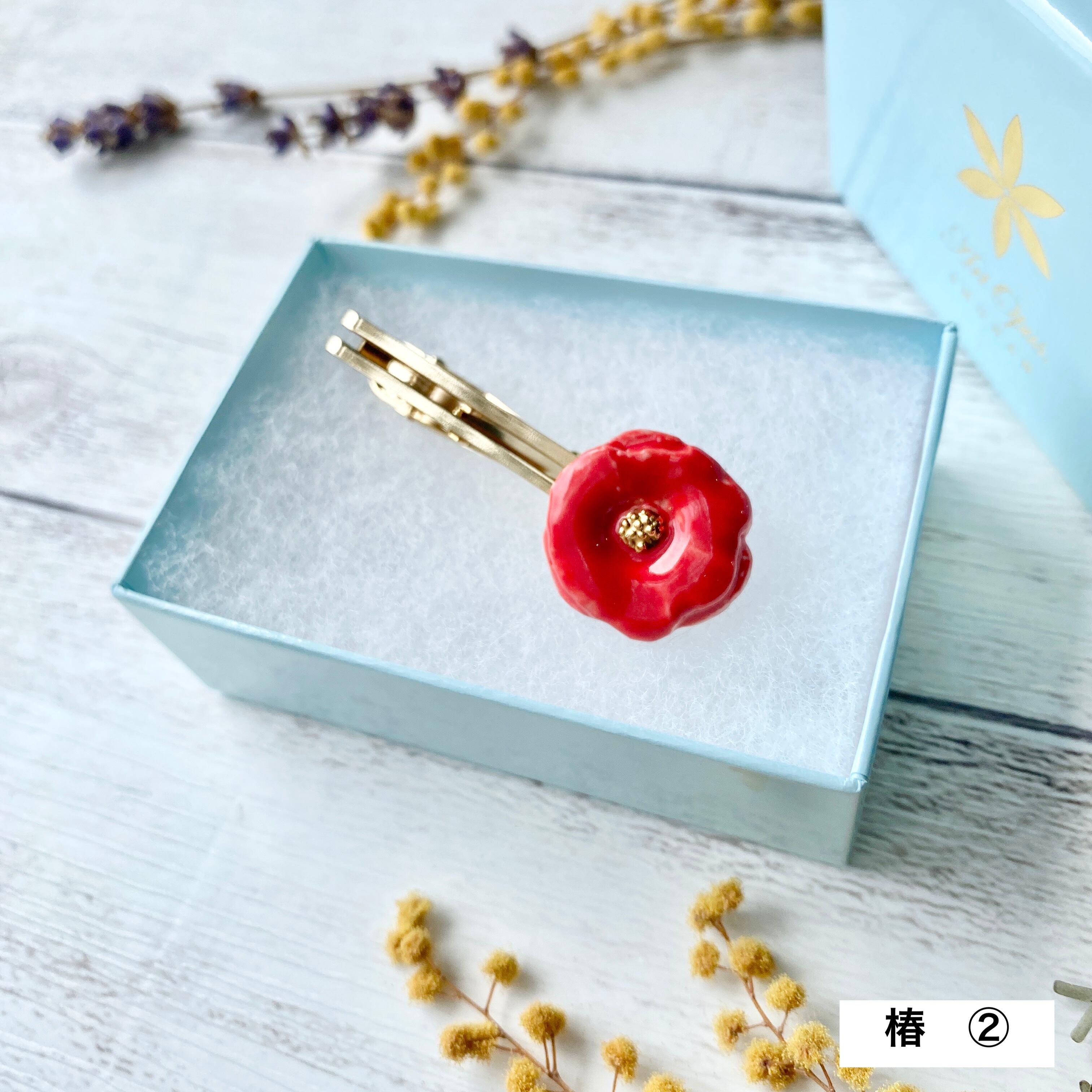 ネクタイピン 椿 / Tsubaki ②｜陶磁器 アクセサリー湘南 ギフト