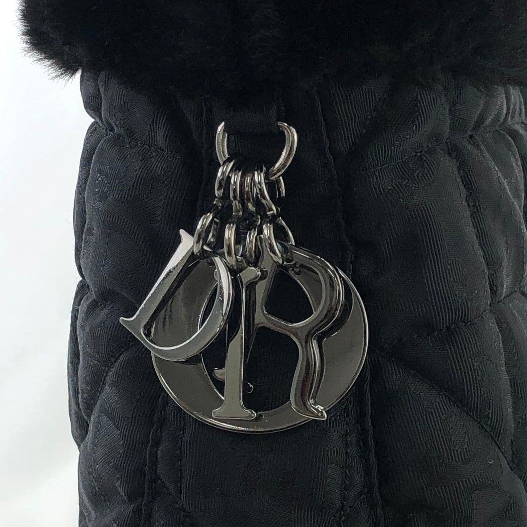Christian Dior ディオール カナージュ ナイロン×ファー ハンドバッグ