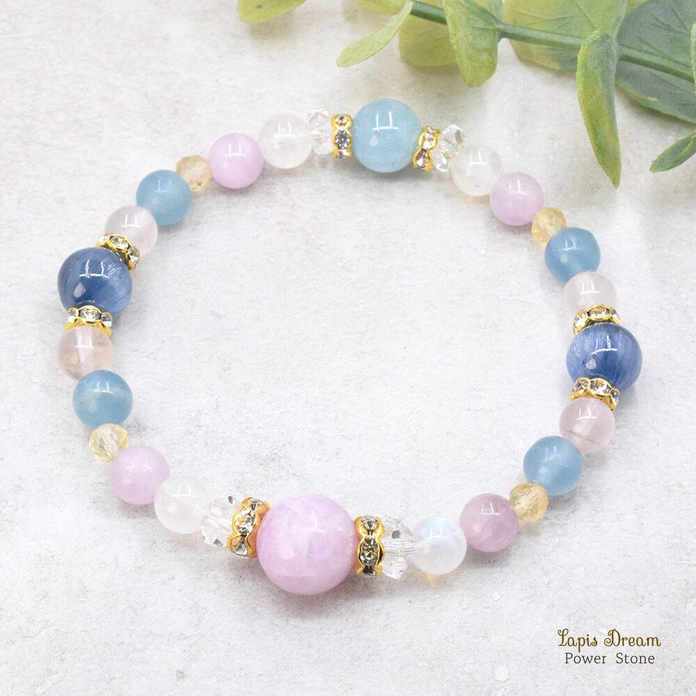 人に優しく接して、良好な対人関係を築くお守り | クンツァイト、カイヤナイトのパワーストーン ブレスレット