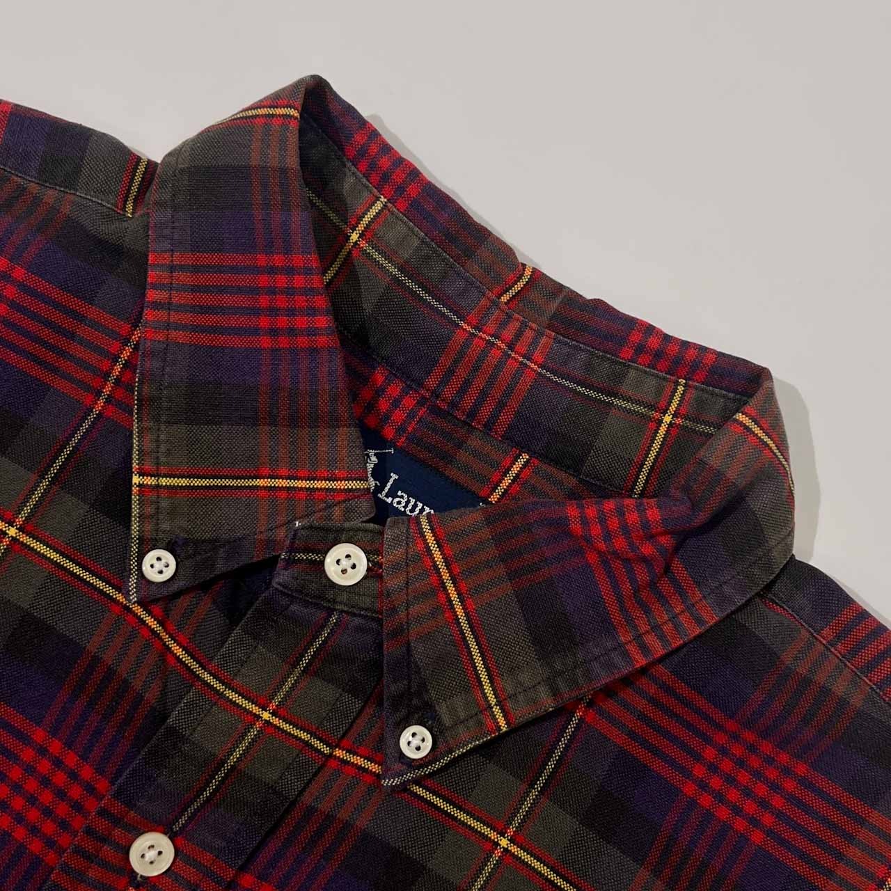 90s RALPH LAUREN ラルフローレン チェック BD ボタンダウン オックスフォード 長袖シャツ /メンズ/ビンテージ