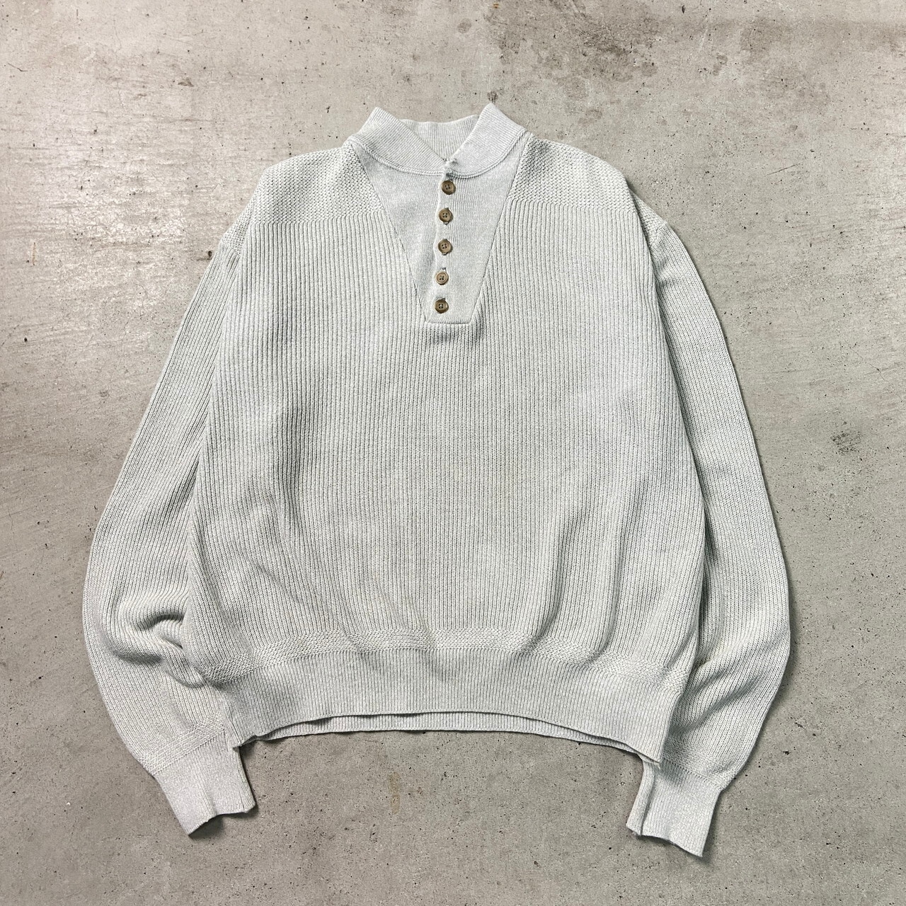 80年代 USA製 L.L.Bean エルエルビーン ヘンリーネック ニットセーター 