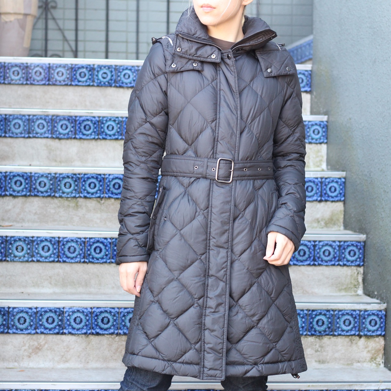 BURBERRY LONDON HOODED BELTED QUILTING DOWN COAT/バーバリー 
