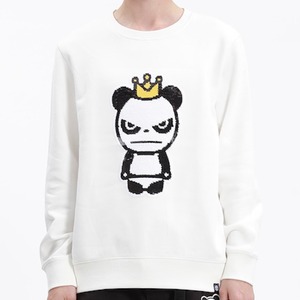 送料無料 【HIPANDA ハイパンダ】メンズ キングパンダ スパンコール スウェット トレーナー MEN'S KING PANDA  SEQUINS CREW NECK SWEAT SHIRT / WHITE・BLACK