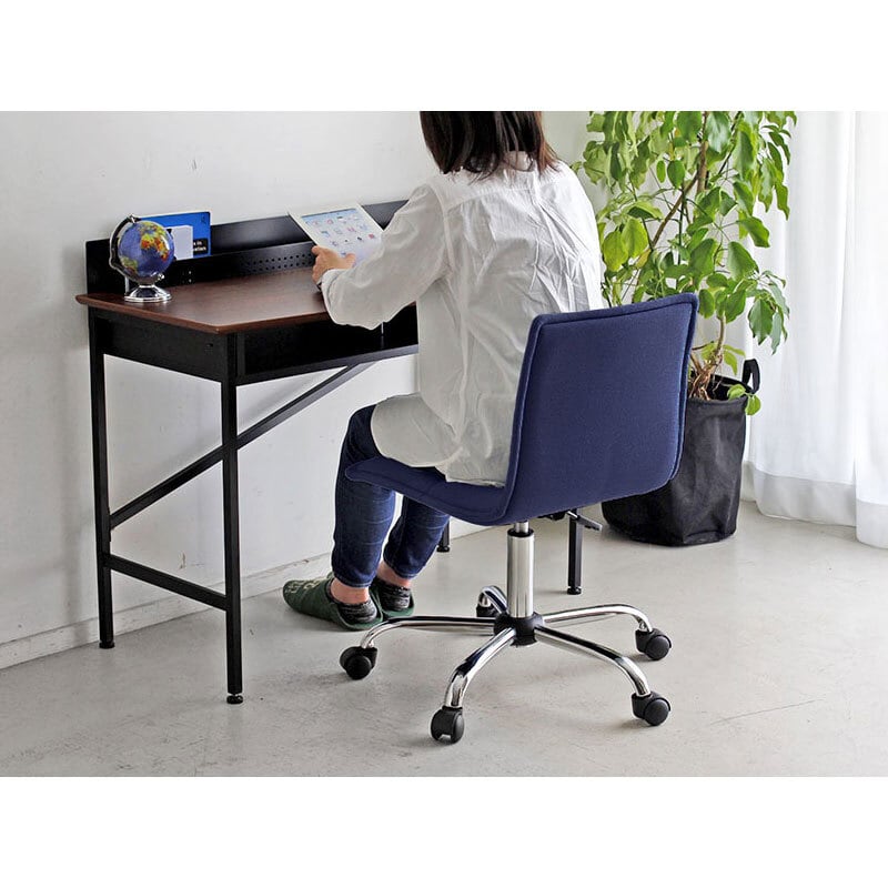 ワッフルみたいなおしゃれな形のデスクチェア 座面高さ調節可 キャスター付き ブルー/グレー色 オフィスチェア パソコンチェア OAチェア 事務椅子  シンプル かわいい カジュアル カグビズ