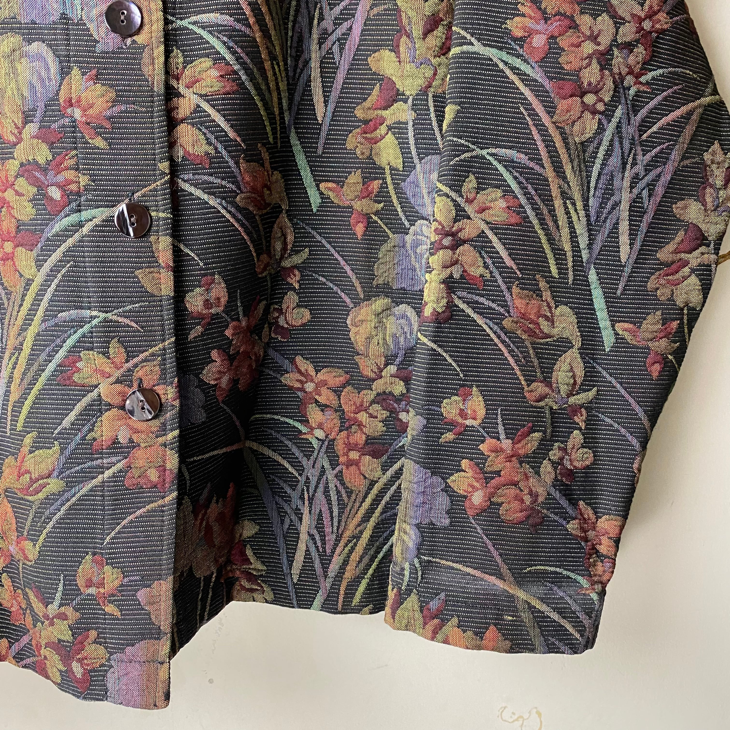 old CHICO'S DESIGN botanical pattern gobelin style jacket | NOIR