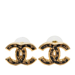 シャネル ココマーク スタッドピアス L23C ゴールド ブラック メッキ レディース CHANEL 【中古】