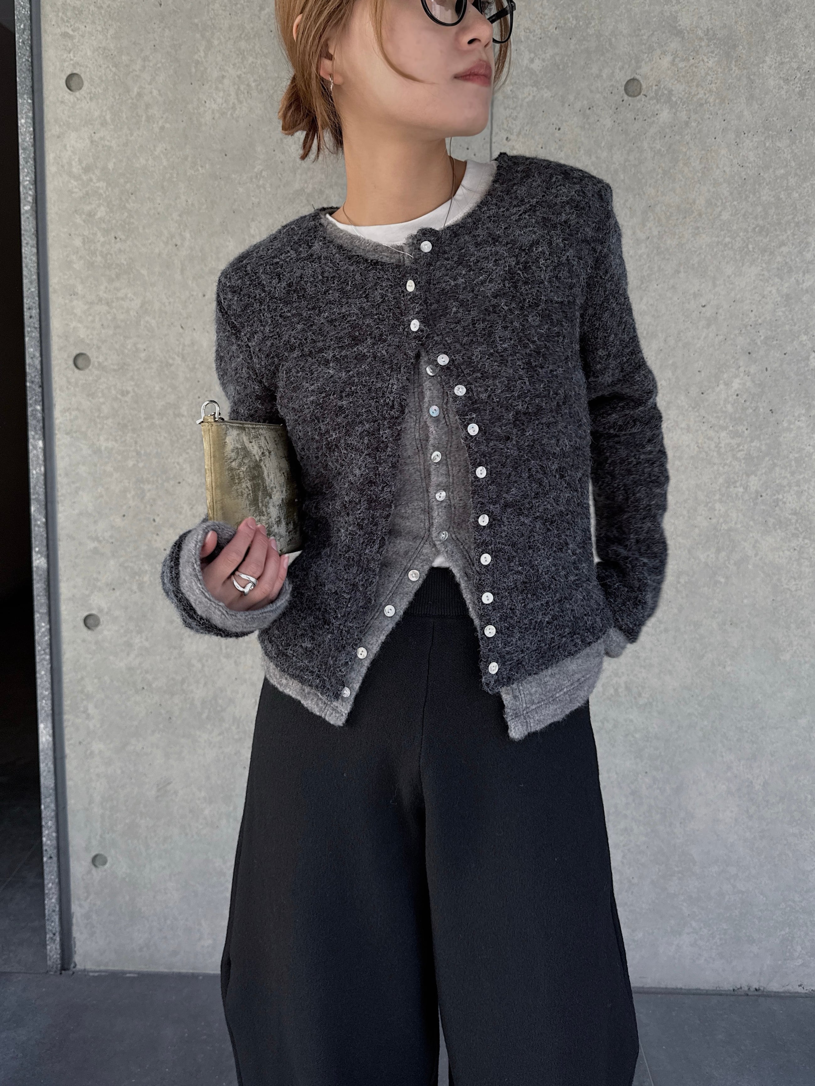 ナナナモエ　shell button layered color knit CD ナナナモエshell button layered color knit CD