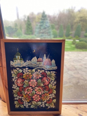 【ウクライナのクリスマス】ペトリキフカ・壁掛け手描きアートパネル（Khomenkoモデル）