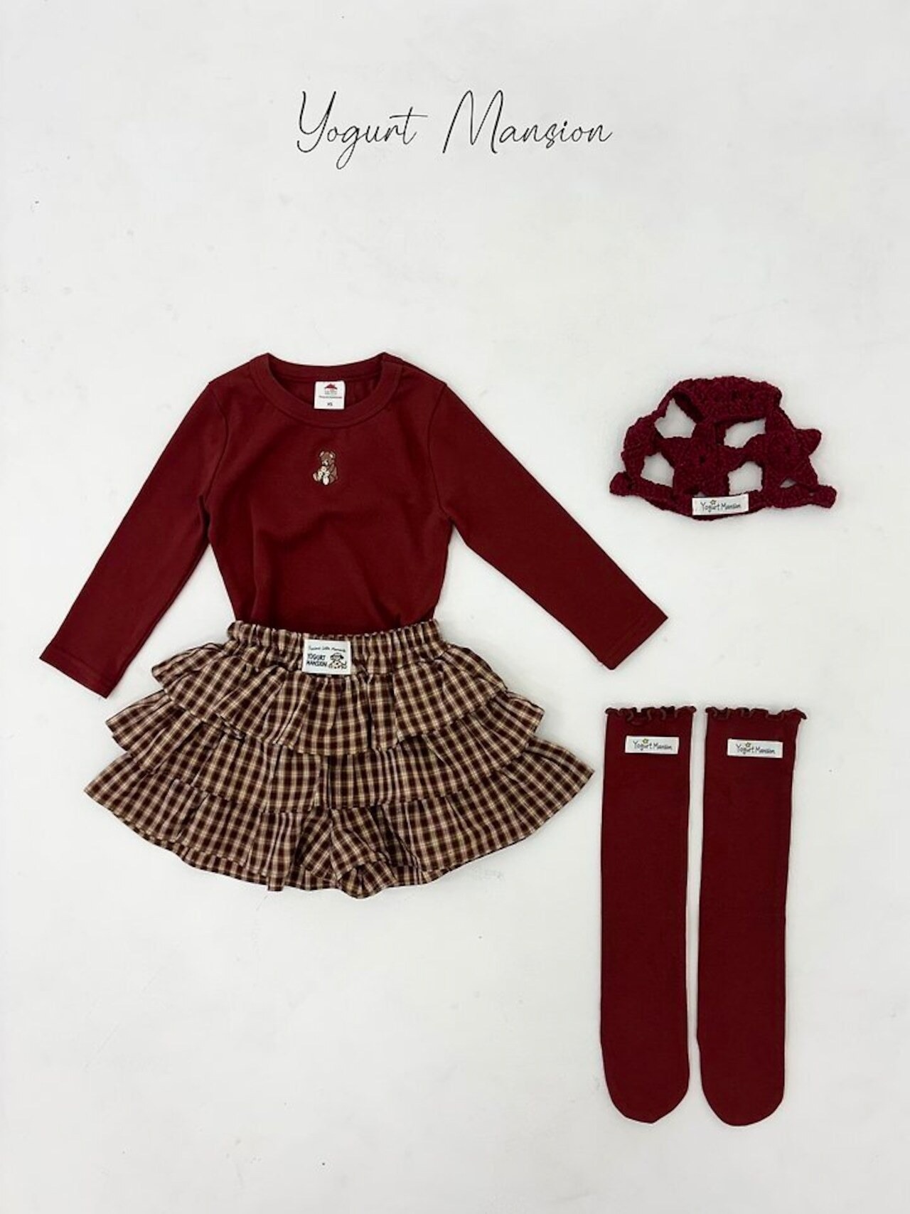 韓国子供服 / 26Autumn / 〖取寄〗Yogurt Mansion / チェック柄のキュロット/ キッズ服 *XS~JM*