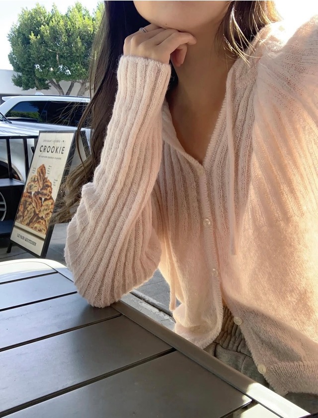 (LITER)  eve mohair hood cardigan / 3color