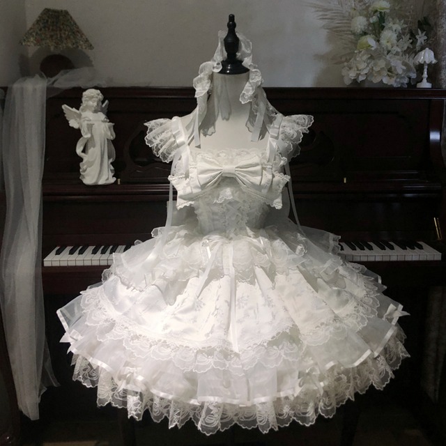 ロリィタ ドレス 夢かわいい ホワイトロリィタ ジャンパースカート ふわふわ