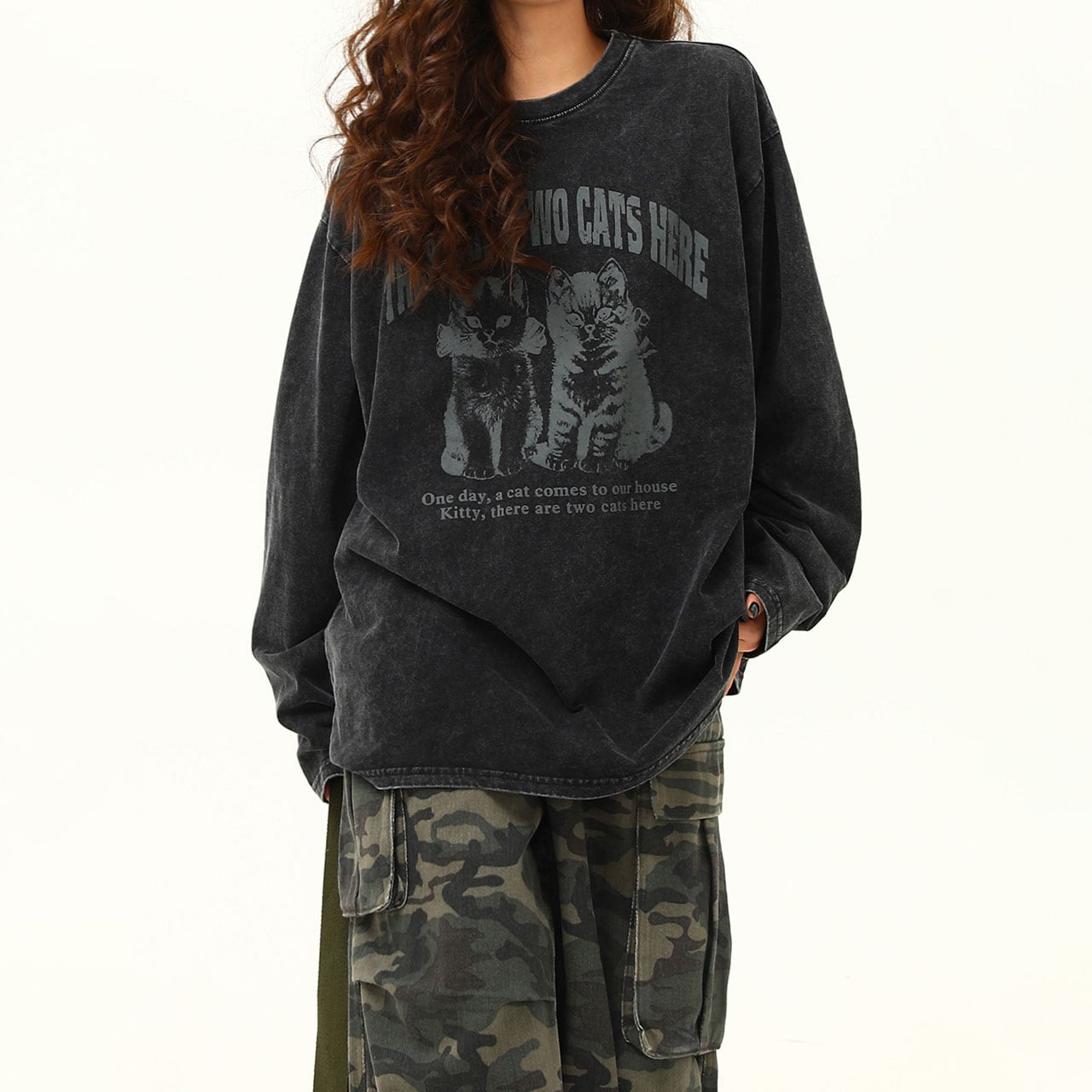 キャットツインクラシックプリントロングスリーブ 2col R00670