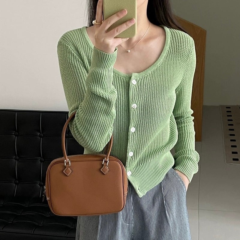 ラウンドネック コンパクト カーディガン ◆4col 203823