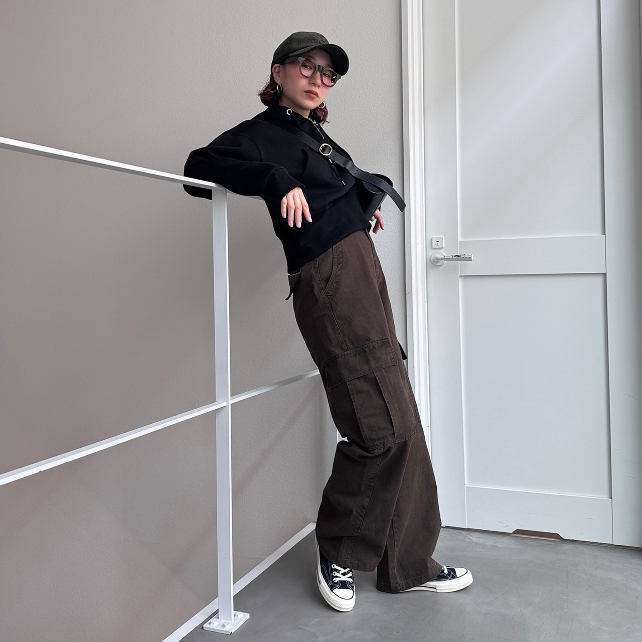 ヴィンテージライクストレートカーゴPT/ブラウン