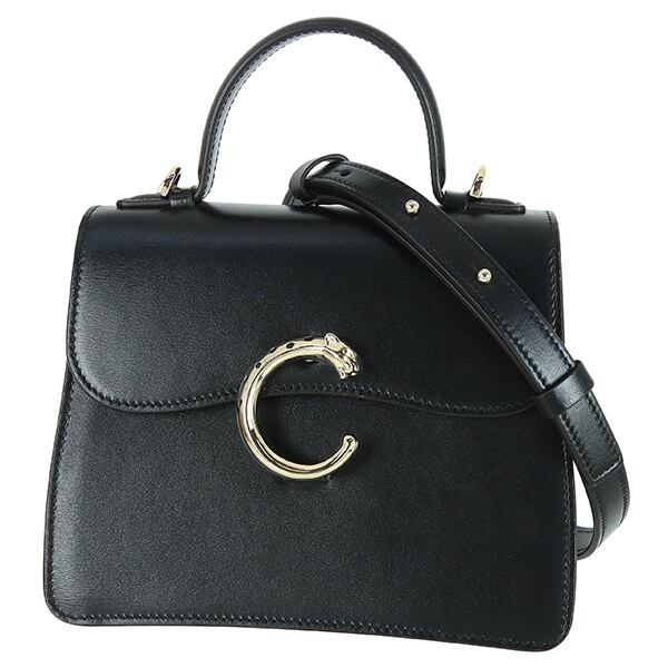 New CARTIER カルティエ ミニバッグ パンテール C ドゥ カルティエ カーフレザー ブラック L1002325 2WAY ショルダーバッグ ハンドバッグ 黒 新品
