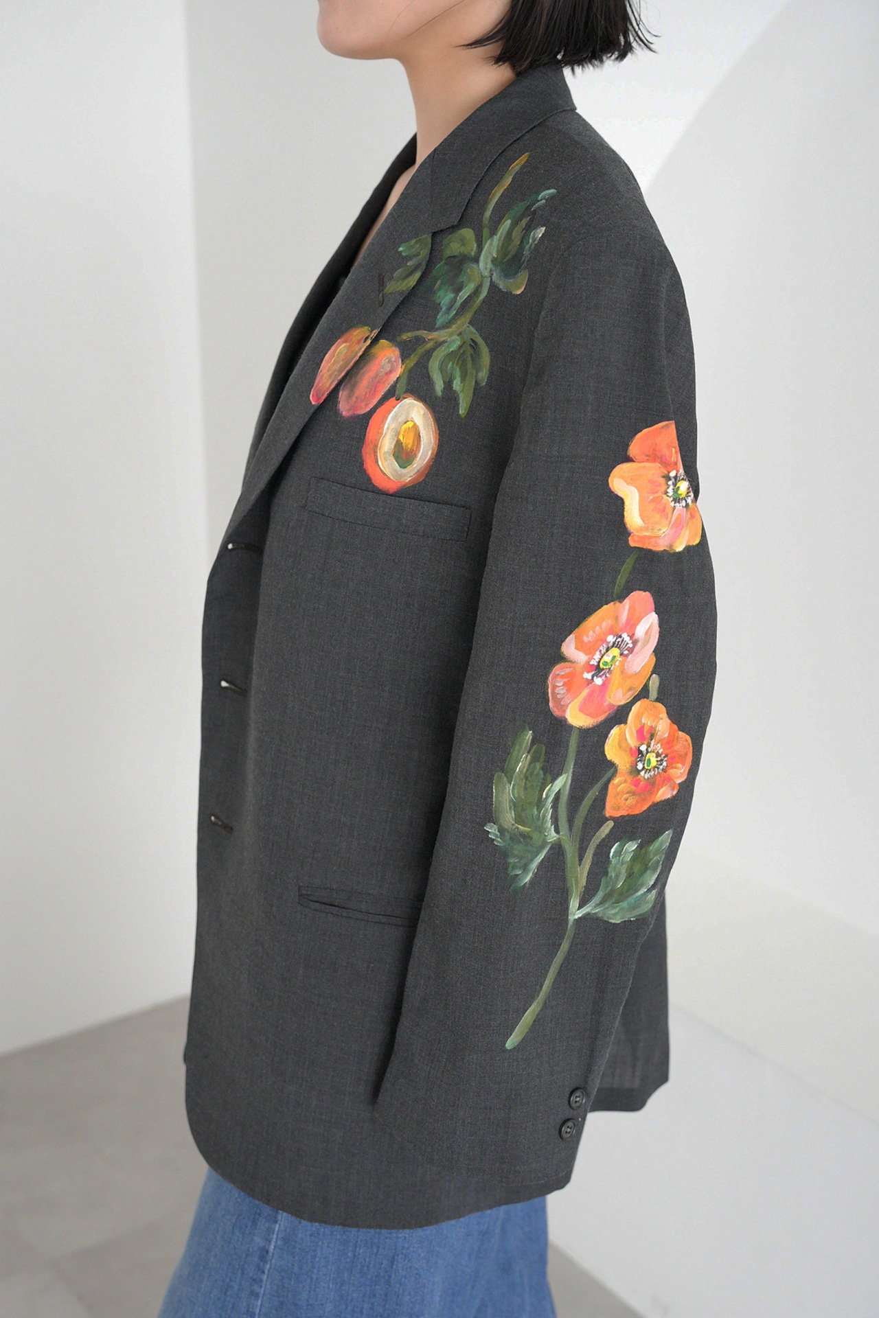 vintage tailored jacket orange yellow tulip