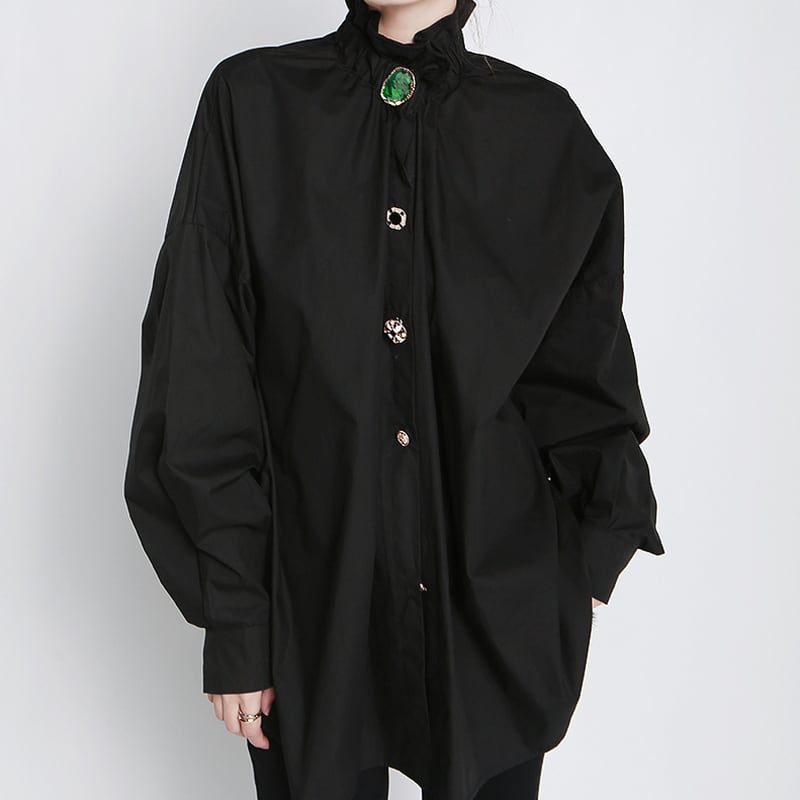 サブカル 服 地雷系 通販 モード系 おしゃれ きれい系 ブラウス ネックギャザー バルーンスリーブ オーバーサイズ 大人きれいめ キレカジ