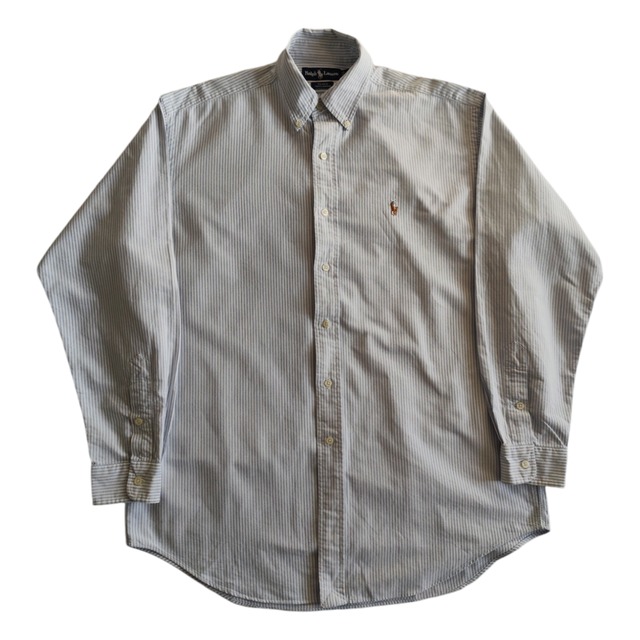 Ralph Lauren　ラルフローレン　ボタンダウンシャツ　長袖　BLAKE ストライプ　M　メンズ　カジュアル　VINTAGE　ビンテージ