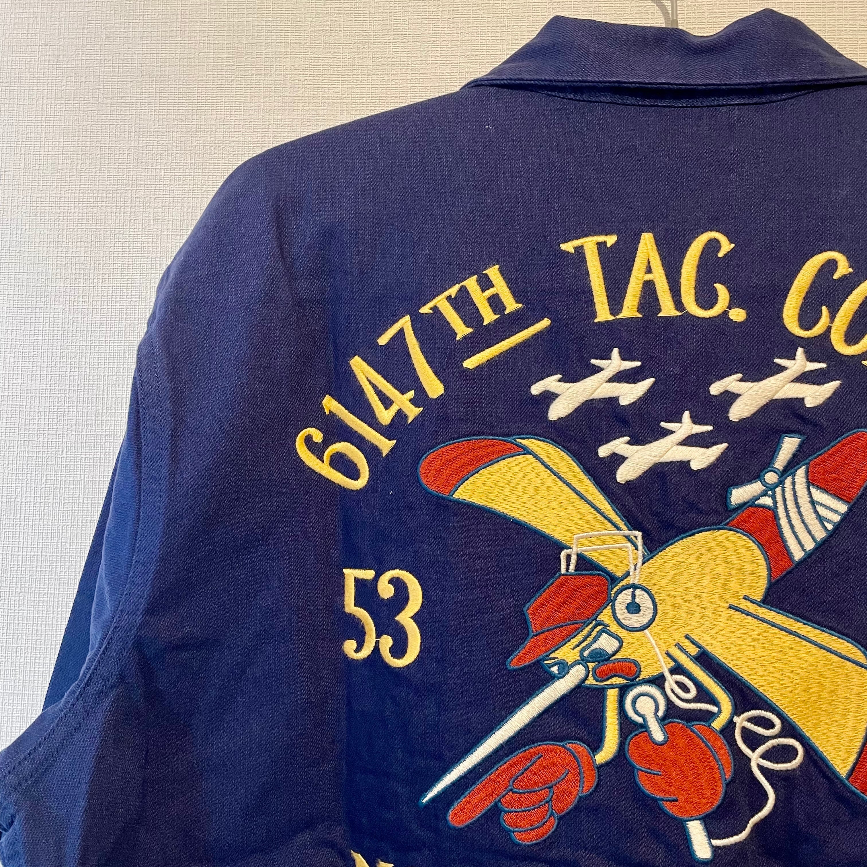 1960s 朝鮮戦争 復刻 スーベニアジャケット モスキート部隊 濃紺 XXL 6147th モスキート部隊 U.S. AF スーベニアジャケット 6147th Tactical