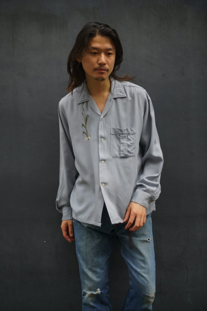 BRENT] Vintage open collar rayon shirt [1960s-] Vintage Rayon