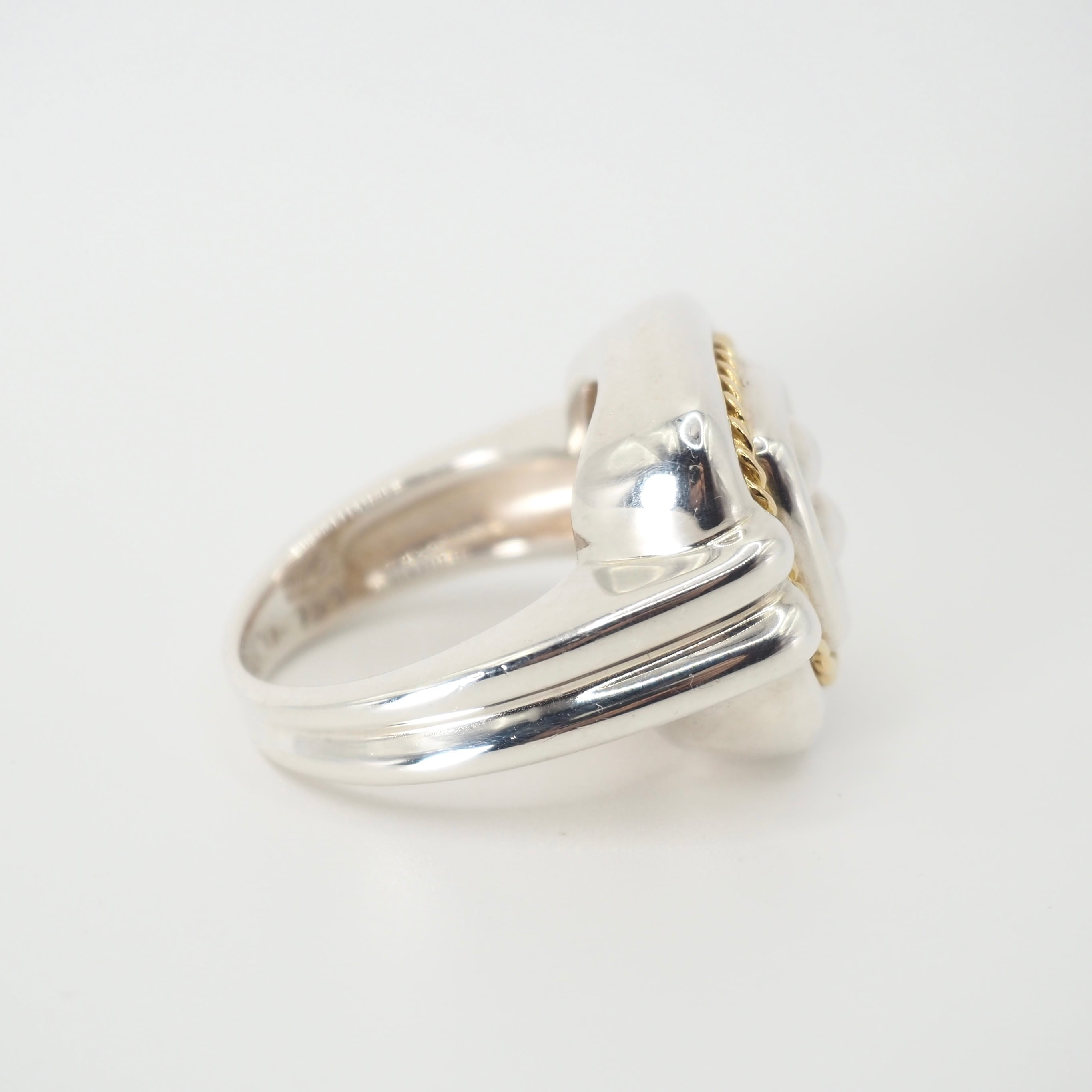 Tiffany&Co. 約11号 スクエアクッションコンビリング シルバー925 K18