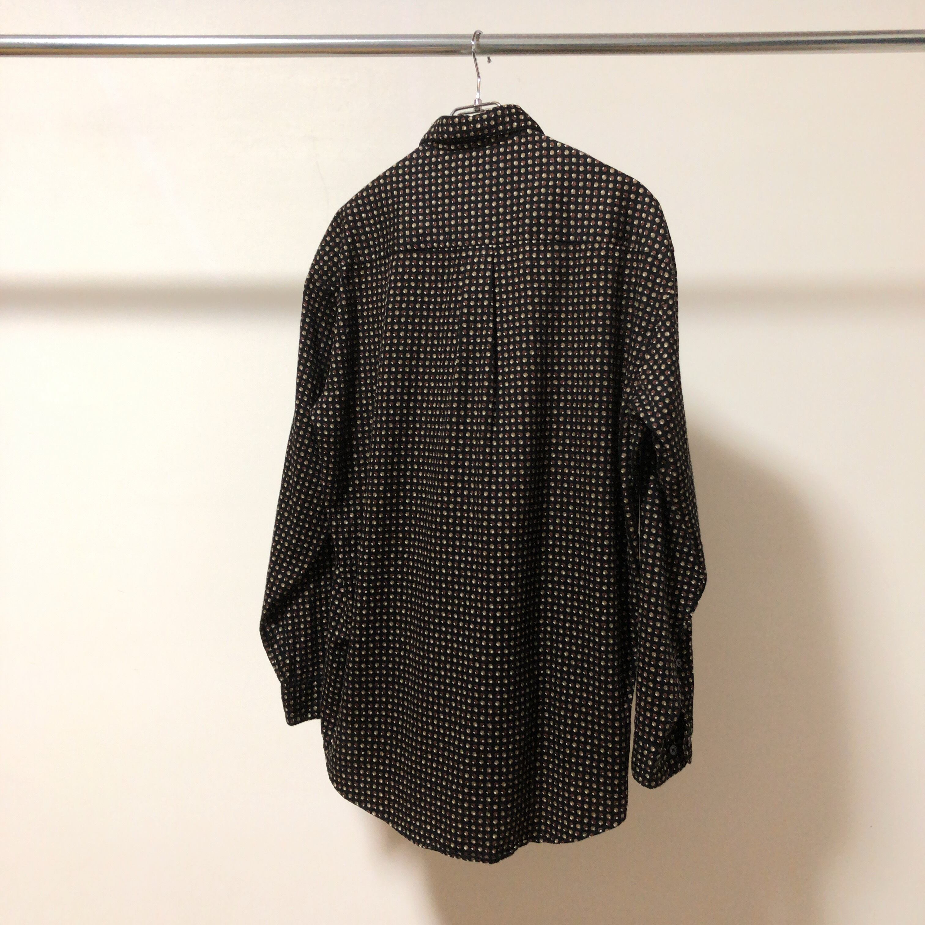 PERRY ELLIS / 90's Dot Pattern Regular Collar Shirt / Made in 