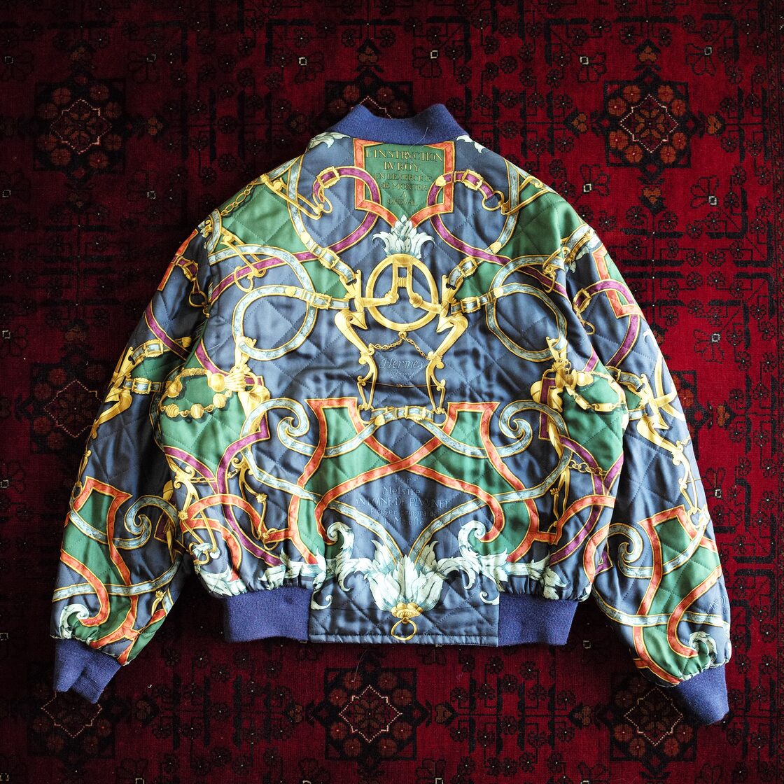 HERMES シルクリバーシブルボンバージャケット ブルゾン フライト  
