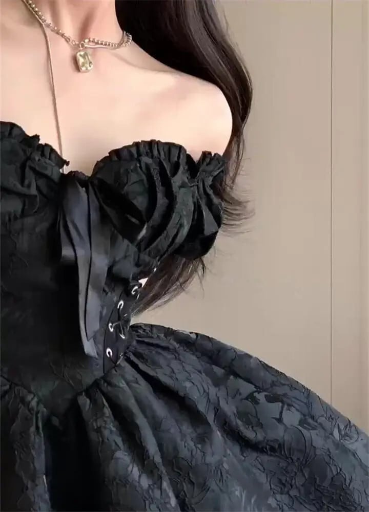 ゴシックブラックミニドレス女性ヴィンテージセクシーな